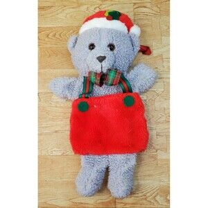 Santa’s Best Gray Bear Stocking 15" Plush Hand Puppet Vintage